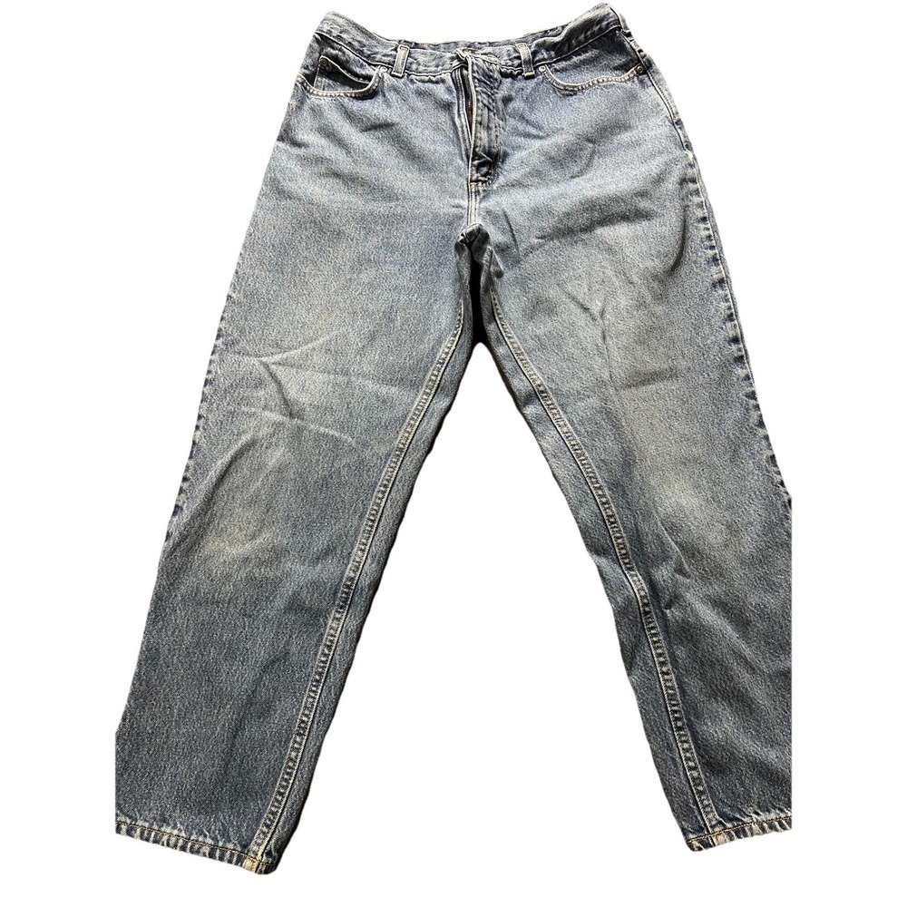 Land End Womens Jeans Mom High Rise Denim Blue‎ Tapered Medium Wash 14P
